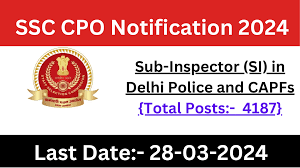 SSC SI in Delhi Police & CAPFs Recruitment 2024 – Apply Online for 4187 Posts